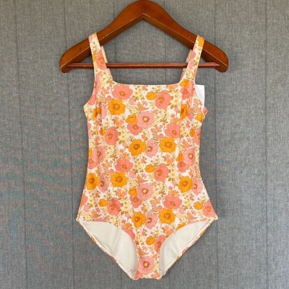 & other Stories Square Neck Swimsuit In 70's Floral Print Size 8 NWT - Picture 1 of 11